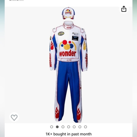 AMNPOLEN Ricky Bobby Racing Costume Jumpsuit Hat Cap Outfit Suit Adult Men Talla - Picture 1 of 5